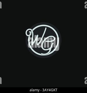 Initials WG logo monogram with simple circle line design inspiration vector graphic Stock Vector