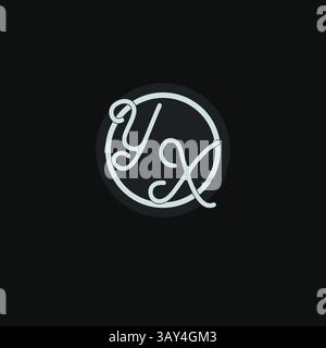 Initials YX logo monogram with simple circle line design inspiration vector graphic Stock Vector