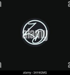 Initials ZD logo monogram with simple circle line design inspiration vector graphic Stock Vector