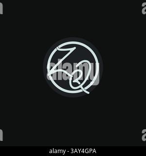 Initials ZQ logo monogram with simple circle line design inspiration vector graphic Stock Vector