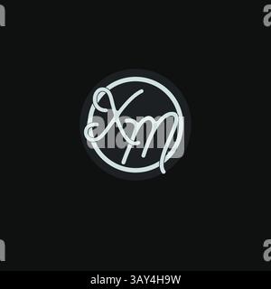 Initials XM logo monogram with simple circle line design inspiration vector graphic Stock Vector