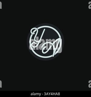 Initials YA logo monogram with simple circle line design inspiration vector graphic Stock Vector