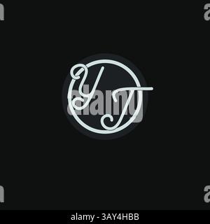 Initials YT logo monogram with simple circle line design inspiration vector graphic Stock Vector
