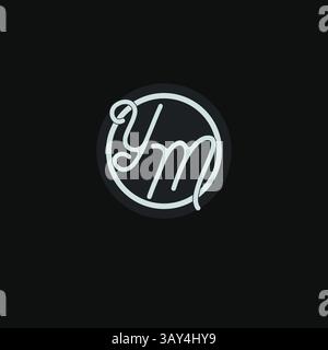 Initials YM logo monogram with simple circle line design inspiration vector graphic Stock Vector