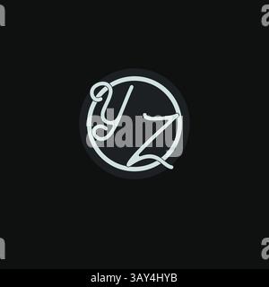 Initials YZ logo monogram with simple circle line design inspiration vector graphic Stock Vector