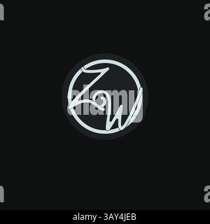Initials ZW logo monogram with simple circle line design inspiration vector graphic Stock Vector