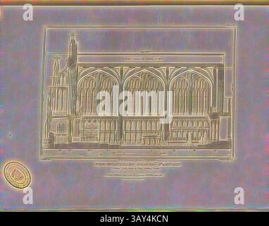 A detailed architectural illustration showcasing the intricate façade of a grand gothic structure, characterized by towering spires and ornate windows filled with elaborate tracery., The Beauchamp Chapel: Warwick, Section from East to West looking South, Elevation of Beauchamp Chapel, Collegiate Church of St Mary, Warwick, signed: C. Wild del, J. Le Keux, Published by Longman & Co, Fig. 5, Pl. II, after p. 16, Wild, C. (del.); Keux, John Le (sc.); Longman & Co. (published), 1812, John Britton: The architectural antiquities of Great Britain: represented and illustrated in a series of views Stock Photo
