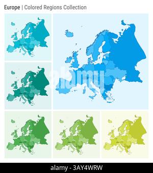 Political map of Europe. Blue colored vector map with capital and ...