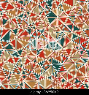 Abstract mosaic background. Small triangles size. Solid shapes in frames. Multicolored style. Repeatable pattern. Elegant vector tiles. Stock Vector