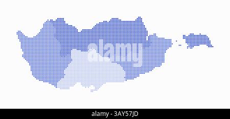Cyprus dotted map. Digital style map of the country on white background. Cyprus shape with square dots. Colored dots style. Small size squares. Stock Vector