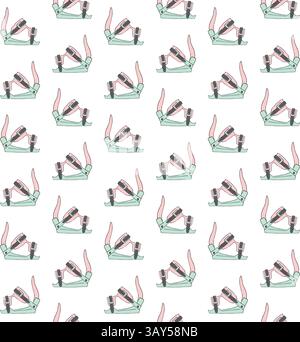Vector seamless pattern of hand drawn sketch doodle colored snowboard boot isolated on white background Stock Vector