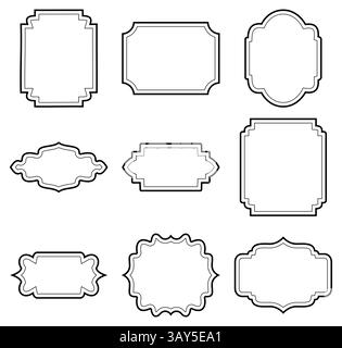 Set of simple line frames with double stroke. Vector illustration. Eps ...