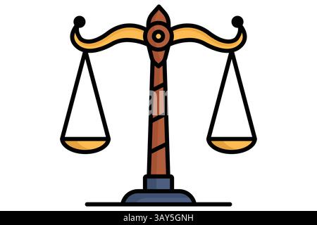 Scales of justice icon. colored outline icon style. icon related to fairness and impartiality. law elements vector illustration Stock Vector