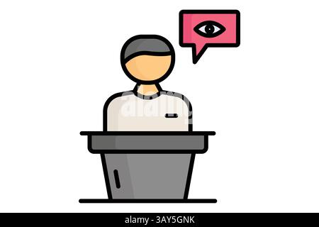 Witness icon. colored outline icon style. icon related to testimony and evidence. law elements vector illustration Stock Vector
