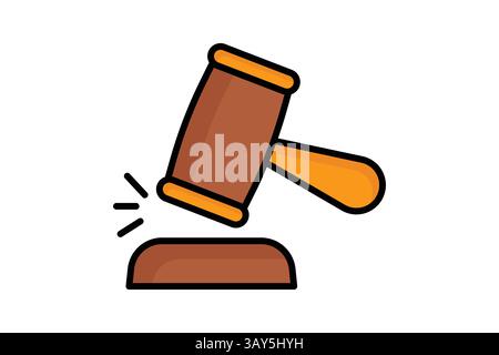 Gavel icon. colored outline icon style. icon related to finality of decisions. law elements vector illustration Stock Vector