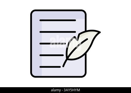 Quill icon. colored outline icon style. icon related to finality of decisions. law elements vector illustration Stock Vector