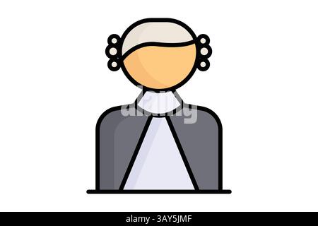 Judge icon. colored outline icon style. icon related to decision making. law elements vector illustration Stock Vector