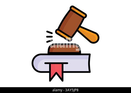 Law icon. colored outline icon style. law elements vector illustration Stock Vector