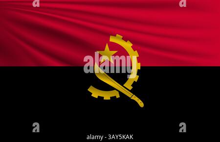 Vector flag of Angola waving closeup style background illustration Stock Vector