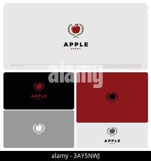 apple and leaf wreath logo vector icon illustration Stock Vector