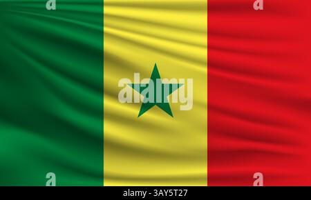 Vector flag of Senegal waving closeup style background illustration Stock Vector