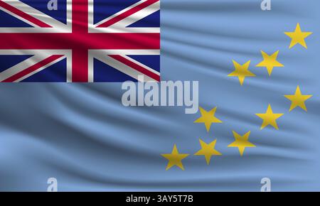 Vector flag of Tuvalu waving closeup style background illustration Stock Vector