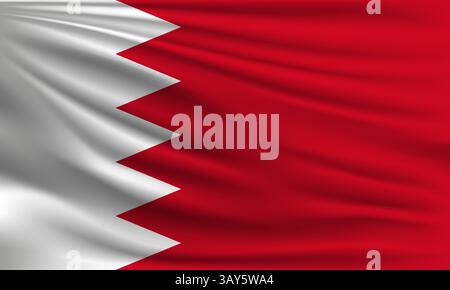 Vector flag of Bahrain waving closeup style background illustration Stock Vector