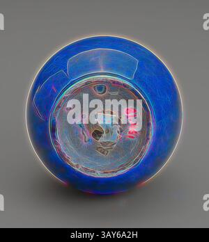 A glowing blue sphere with a textured surface, displaying intricate lines and patterns that create a vibrant, luminous effect, emphasizes the circular shape and a central opening., kingfisher-blue vase, Qing dynasty, Qing dynasty, 1700s, porcelain with overglaze enamel, H: 5-1/2 in., Diam: 1-3/4 in., Asian Art, Classic art with a modern twist reimagined by Artotop Stock Photo