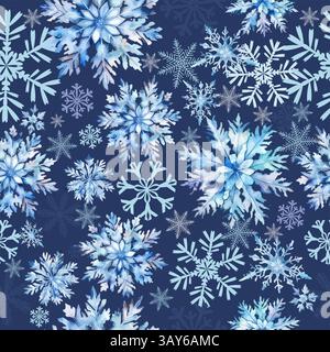 Seamless background watercolor snowflakes . hand drawing. Not AI, Vector illustrations Stock Vector