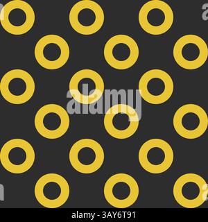 Y2K inspired seamless vector pattern with yellow circles on a dark background. Perfect for bold, modern designs, backgrounds, textiles, and fashion pr Stock Vector