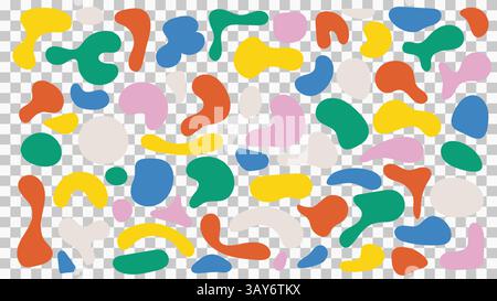 Abstract liquid and fluid blobs with geometric shapes on a transparent background, ideal for modern decor and creative projects. High quality vector s Stock Vector