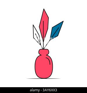 Flower in a pot or vase in cartoon style. House plant in flat style. Vector outline icon plant Stock Vector