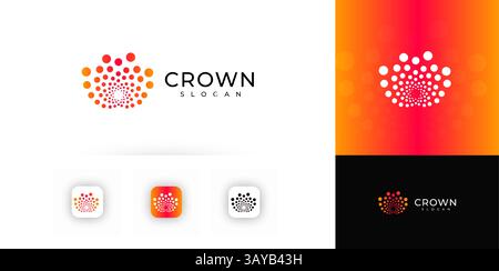 Abstract Crown Logo with Gradient Dots in Circular Shape, Perfect for Tech, Startup, or App Branding. Colorful and Minimal Design. Vector Illustration Stock Vector