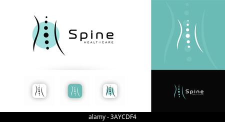 Spine healthcare logo symbol. Abstract back pain treatment icon for chiropractic clinic, physiotherapy, rehabilitation, wellness center branding Stock Vector