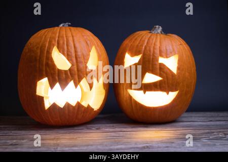two halloween pumpkin neutral background. High quality photo Stock Photo