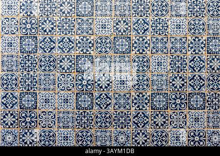 Vintage blue and white tile, creating a colourful wall Stock Photo