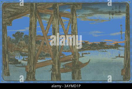 PHOTO SKETCH of MANCHOUKUO　満洲国有鉄道写真帖 Twilight Moon at the Ryogoku Bridge (Ryogoku no yoizuki