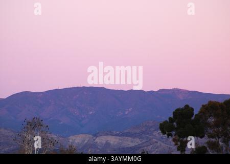 pinkish purple sunset scenery outdoors Stock Photo