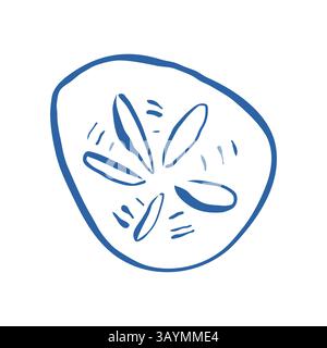 Hand drawn sand dollar illustration in minimal style Stock Vector