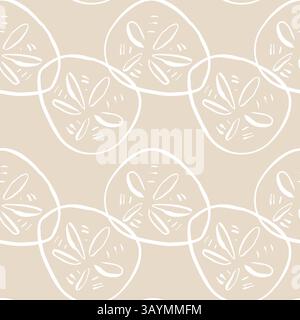 Seamless sand dollar pattern in warm pastel beige yellow tones Stock Vector