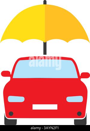 Car insurance vector logo concept protect icon. Car insurance umbrella cover care illustration Stock Vector