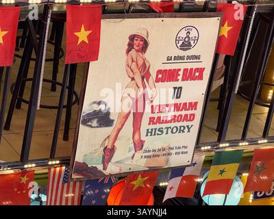 Hanoi, Vietnam. 14th Apr, 2025. A sign on Train Street tells of the history of the train line. Train Street is one of the most famous sights in Hanoi. Since social media discovered the picturesque train route in 2018, tourists have been coming from all over the world. Visitors sit here in cafés while trains thunder past right under their noses. The train route dates back to the French colonial era. It still plays an important role for local and foreign travelers today. Credit: Carola Frentzen/dpa/Ģ����ý Live News Stock Photo