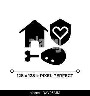 Right to adequate living standard pixel perfect glyph solid icon Stock Vector