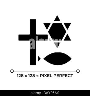 Freedom of belief and religion pixel perfect glyph solid icon Stock Vector