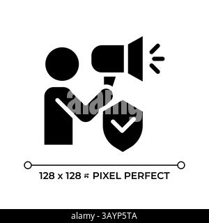Freedom of opinion and information pixel perfect glyph solid icon Stock Vector