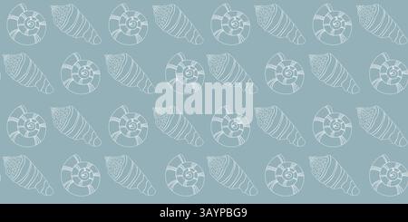 Sea shells, fossils and mollusks seamless pattern Stock Vector