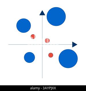 Bubble chart with axis indicators 2D cartoon object Stock Vector