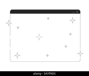 Empty software interface with sparkles 2D line object Stock Vector
