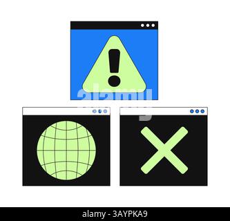 Web alert interface 2D cartoon objects set Stock Vector