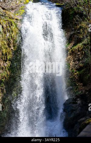 View of a small waterfall among the Alpine mountains in Styria, Austria Stock Photo